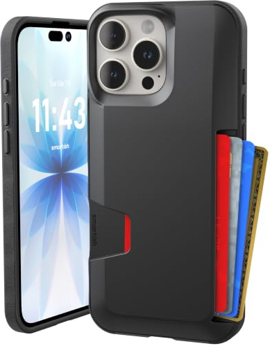 Smartish® iPhone 16 Pro Max Wallet Case - Wallet Slayer Vol. 1 [Slim + Protective] Credit Card Holder - Drop Tested Hidden Flip Card Slot Cover Compatible w/Apple iPhone 16 Pro Max - Black Tie Affair