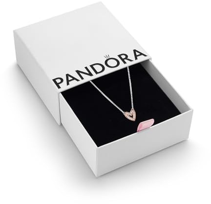 PANDORA Sparkling Freehand Heart Necklace - 14k Rose Gold & Cubic Zirconia - Gift for Her - With Gift Box
