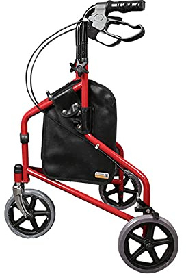 Rollatoren mit Sitzen und großen Rädern, leichter, zusammenklappbarer Dreirad-Gehwagen aus Aluminium mit feststellbaren Bremsen und Tragetasche, für ältere und behinderte Benutzer