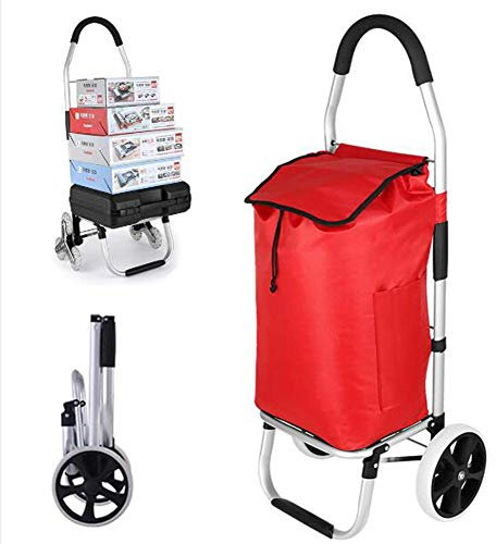 HARIPYER Einkaufstrolley, faltbar, massiv, mit wasserdichter Tasche, 50 l, großes Fassungsvermögen, multifunktionaler Gepäckwagen mit Rädern, Abnehmbarer Rucksack