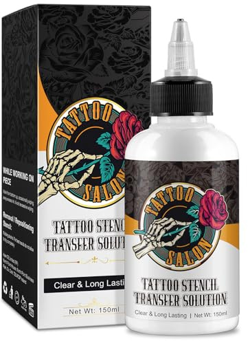 Tattoo Transfer Gel 150ml - Gemusterte Perfekte Transfers Hautfreundlich Tattoo Creme - Langlebig & Klares Muster, Nicht Leicht Zu Löschen - Vegan Tattoo Stencil Gel Tattoo Zubehör