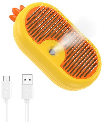 Ankilo 3-In-1 Katzen Dampfbürste KatzenbüRste mit Dampf, mit Spray für Langes/Kurzes Haar, Hundebürste mit Dampf für Dampf + Massage + Haarentfernung