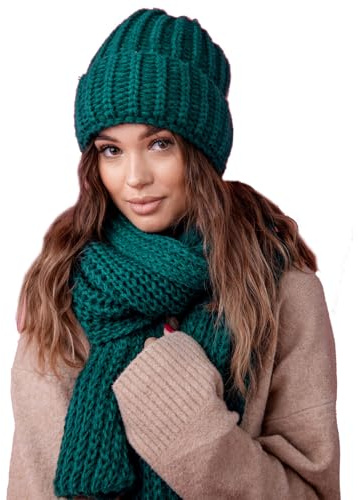 MFAZ Morefaz Ltd Warmes Winterset für Damen, Mütze und Schal Strickmütze