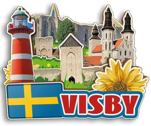 Visby Sweden 3D-Kühlschrankmagnet, Holz, Stadt, Reise, Souvenir, Kühlschrank-Aufkleber, Zuhause, Küche, Whiteboard-Dekoration