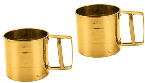 Cabilock 2 Piezas De Harina De Acero Inoxidable Cedazo De Harina Multiusos De En Polvo De Harina Taza Herramienta Para Hornear De Harina De Mano Golden