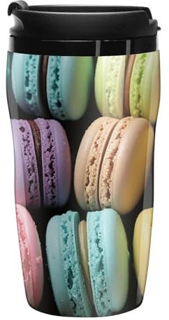 Stanley-Kaffeetasse mit Deckel, 340 ml, Kunststoffbecher, versiegelter Trinkdeckel, Wasserbecher, Teetasse, Macaron, Keks, Gebäck, bedruckte Tassen, passt in Auto-Becherhalter