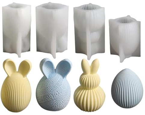 4 stampi in silicone per Pasqua, stampi in silicone per uova di Pasqua, stampi in silicone , per candele di Pasqua, per innaffiare, coniglietto pasquale in silicone, per decorazioni torte