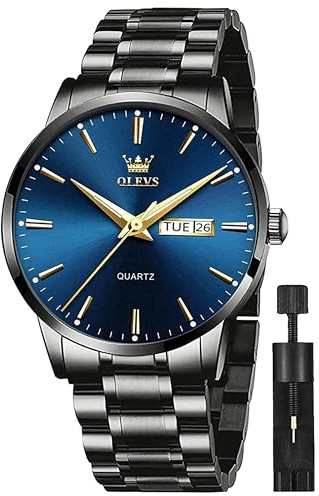 OLEVS Mens Watches Stainless Steel Waterproof Date Analog Quartz Watch Classic Luxury Dress Luminous Wrist Watches for Men