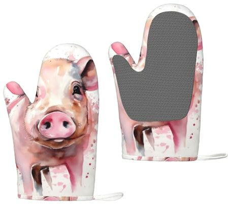 Smiling Oven Mitts Set of 2 Heat Resistant Silicone Oven Gloves with Soft Lining Non-Slip Kitchen Cooking Mitt Long Waterproof Potholders Kitchen Essentials