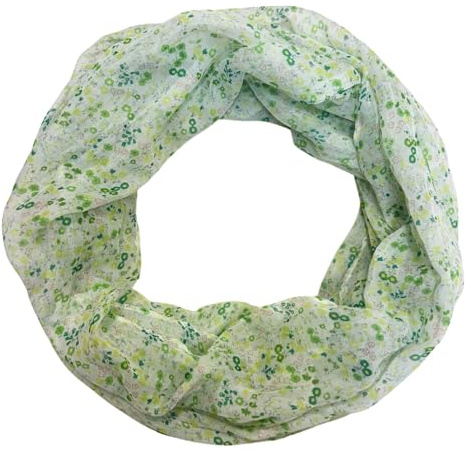 Jeamis Damen Loop Schal mit Blumenmuster Blümchen Seide Leichter Sommerschal Frühling Rundschal Schlauchschal Floral, Luftig & Weich für Frühling Sommer