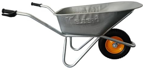 Kelberg Schubkarre Agro 130L – 1-Rad – verzinkte Stahlmulde – stabile BAU-Schubkarre – 200 kg Traglast – für Garten, Hof & Baustelle 400-8 6PR