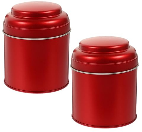 Alipis Lot de 2 boîtes à thé rondes hermétiques en fer pour thé, café et sucre en vrac, boîtes de cuisine élégantes avec joint d'étanchéité pour la fraîcheur