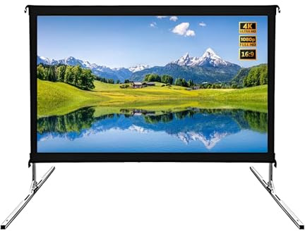 4K HD Tela de Proyector Portátil con Soporte y Bolsa de Transporte, Marco de Aluminio, 4:3 16:9 Pantalla de Cine Al Aire Libre(100 (16:9))
