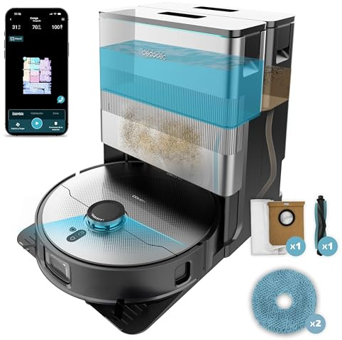 Cecotec Robot Aspirador y Friegasuelos con IA Conga X100 X-Treme. Inteligencia Artificial, Potencia de 20000Pa, Fregado Excelente, Mopas Spin, Elevación Adaptativa, Cepillo Corta Pelos y los Aspira