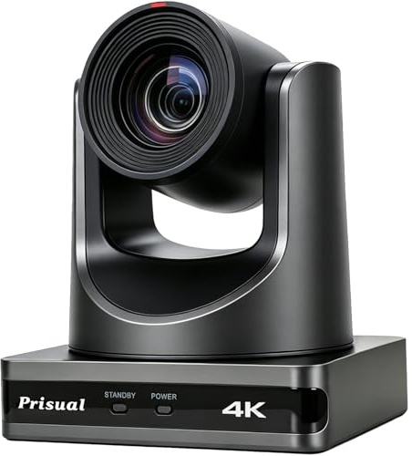 Prisual 4K NDI PTZ Camera, Advanced PTZ Auto Tracking 20X HDMI/USB3.0 PTZ Camera, 1/1.8”4K UHD 30P with Built-in Tally Light for Church Conference Events, PoE, PT20X-4K-N