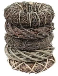 Deko Kranz Set aus Echter Weide und Naturmaterialien - Handgeflochten - Robuste Basis für Tür- und Tischdekoration (Natur/Grau, ⌀ 29 cm)