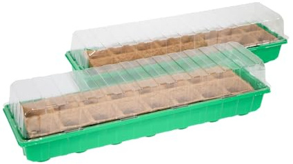 mgc24 2er Set Anzuchthaus 54 x 15 x 12 cm – stapelbare Zimmergewächshäuser in Grün für Aussaat & Pflanzenanzucht – ideal für Fensterbank, Balkon & Indoor-Garten
