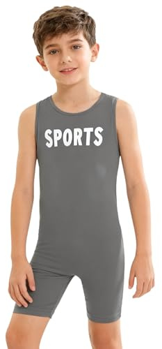Miutii Pojkar gymnastikdräkt fleece gymnastikdräkt ärmlös balettdräkt Leotard Thermo Body Overall Sport Jumpsuit Vinterdräkt, GRÅ, 122-128