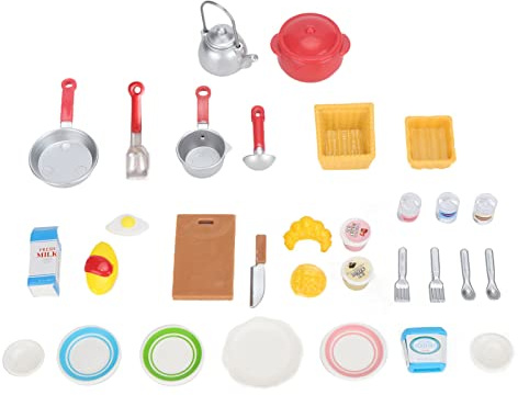 Ustensiles de Cuisine Miniatures pour Maison de poupée, échelle 1:12, ustensiles de Cuisine, Accessoires de Jeu, Jouets de Bricolage réalistes pour la décoration de la Maison de (Ensemble de 31