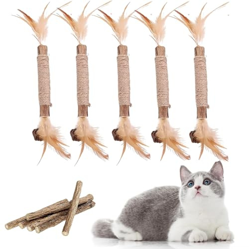 EXQUMAX 25 PCS Silvervine Chew Sticks For Cats,Kitten Silvervine Sticks,Catnip Toys For Cats Kittens Teeth Catnip Toys Cat Nip Toy for Teeth Cleaning