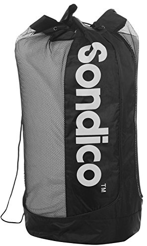 Sondico Unisex Ball Bag Mesh Football Drawstring Storing Black One Size