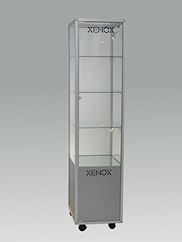 MHN Glasvitrine ca. 180 cm hoch - abschließbare Vitrine mit Aufbewahrungsfach - schmale Präsentationsvitrine 50 x 40 cm ohne Beleuchtung