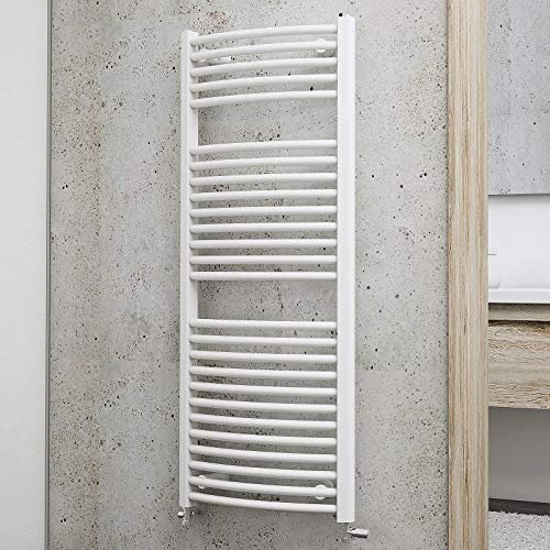 Schulte Bad-Heizkörper München Rund, 121 x 50 cm, 645 Watt Leistung, Anschluss unten, alpin-weiß, Heizkörper für Zweirohr-Systeme