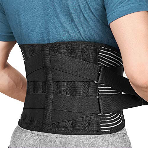 FREETOO Faja Lumbar Para Hombre y Mujer con 6 varillas de soporte, Cinturón Lumbar con Doble Ajuste, Transpirable Faja Lumbar Hombre Trabajo (L(waist:37.4''-45.3'')