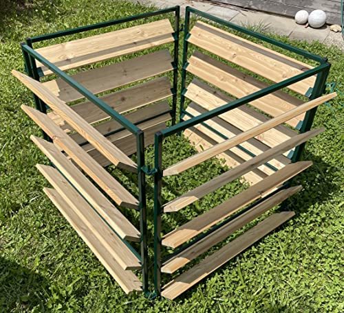 Elmato 14874 - Compostiera in legno/metallo, 100 x 100 cm, colore: Verde