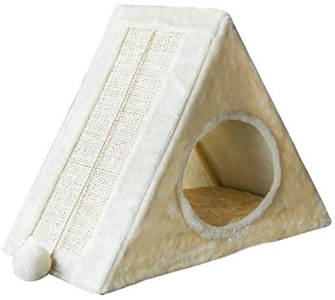 KUANDARYJ Mode Hundehöhle, Katzenhöhle, Soft Softbett, Hundebett, Faltbar Katzenbett, Perfekte Kuschelhöhle für Kleine Hunde & Katzen Bequem, Beige, L