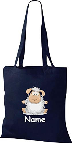 Shirtinstyle Stoffbeutel Tasche, Tiermotiv Schaf mit Wunschnamen, Natur Zoo Tiere Animal, Geschenk, Baumwolltasche, Logo, Spruch, Verwandschaft, Motiv, Farbe Rosa