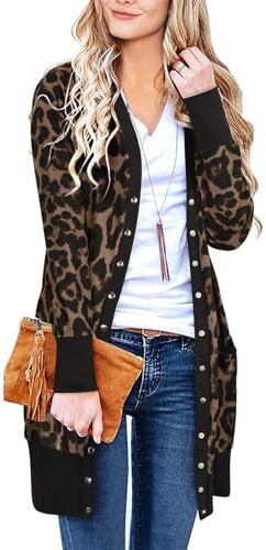 II ININ Strickjacke Damen Lang Leicht Cardigan Vorne Offen Strickmantel mit Taschen Dünne for Sommer Herbst