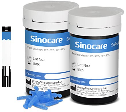 Sinocare Safe AQ Angel Blood Sugar Test Strips, 50pcs Diabetes Testing Strips, Only for Safe AQ Angel Glucometer