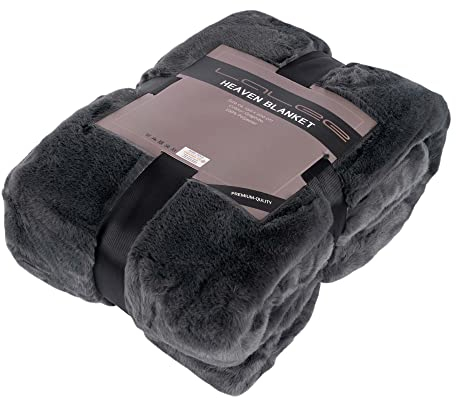 Wohndecke HEAVEN in Felloptik in verschiedenen Größen und Farben, Farbe:graphite (grau), Größe:150 x 200 cm