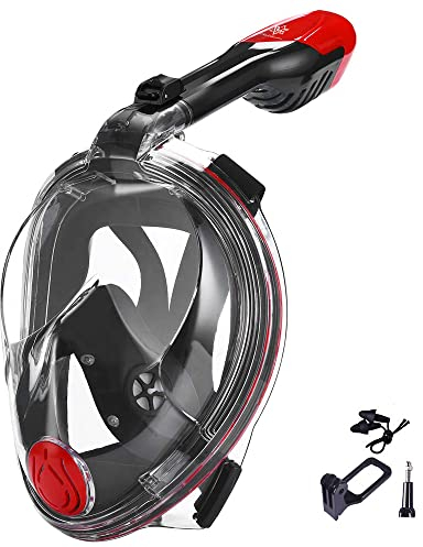 V VILISUN Maschera Subacquea Maschera da Immersione Snorkeling Professionale, 180° Full Face Design con Tubo Pieghevole, Visione Ampia Respirazione Libera, Anti-Fog Anti-perdite