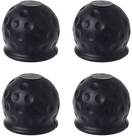 Forlush 4 Stück Anhängerkupplung Kappe, Deichselabdeckung, Praktisch, Schwarz, Gummi für Wohnmobilanhänger