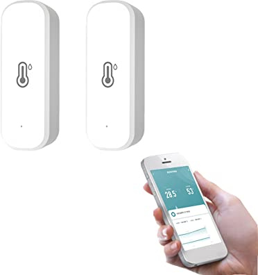 2PCS Zigbee Hygrometer Thermometer Sensor, Smart Temperature Humidity Monitor with Remote App Notification Alert, for Home, Greenhouse, Work with Tuya/for Smart Life APP