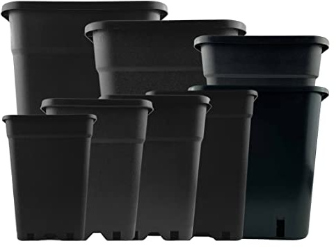 IVORYS-GARDEN 5X Pflanztopf Eckig 11 Liter 23,5x23,5x28 cm Pflanztöpfe viereckig schwarz + Pflanzenschild für Innen- und Außenbereich