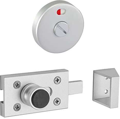 Satin Anodised Aluminium Cubicle Door Lock with Buffer Indicator Release and Keep for Toilet Cubicles