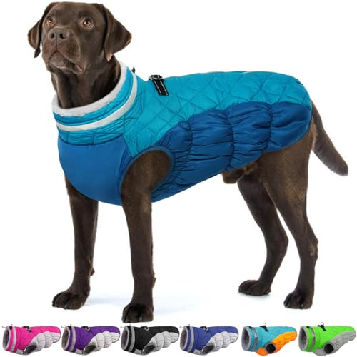 OUOBOB Hundemantel Mit Integriertem Geschirr - Warme, Wasserdichte Fleeceweste Mit Reflektierendem Schneeanzug für Kaltes Wetter - Winddichtes Schneejacken-Outfit
