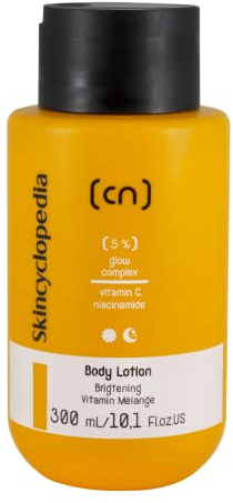 Skincyclopedia Glow Lozione per il corpo con vitamina C e niacinamide, lozione per il corpo, lozione idratante per uomo e donna, dermatologicamente testata, 300 ml