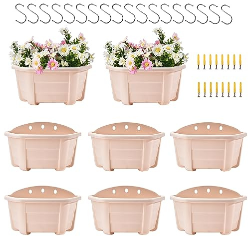 ORIMERC Hängende Pflanzgefäße, Kunststoff, Retro-Stil, Geländer, Körbe für Balkon, Zaun, Garten, Outdoor