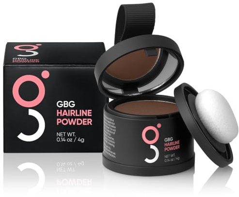GBG Hairline Powder, Medium Brown - 48-Hour Coverage Root Touch Up Powder for Bald Spots, Instant Hair Loss Concealer & Brightening Highlights - Hair Fillers for Thinning Hair for Women & Men, 4g