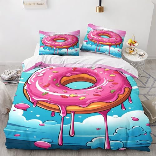 ciambella Set Copripiumino Con Stampa 3D cartone animato Sweet Design Set Copripiumino,Morbida Microfibra,Federe,Cerniera Nascosta
