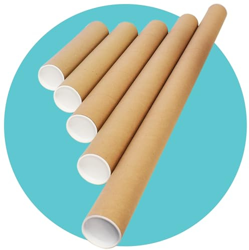 Triplast 2 x A3 Postal Tubes with End Caps (330x50mm | 13x2inch) - Cardboard Tube Mailers for Packing, Storing & Shipping Posters, Charts, Blueprints, Maps, Artwork & Other Rolled Documents