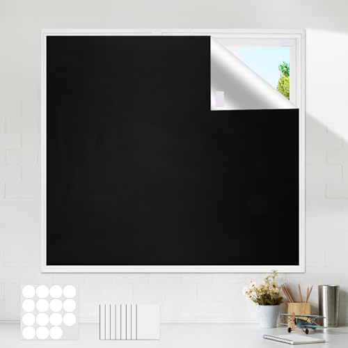 HOMEDEMO Dachfenster verdunkelung Rollo, Fenster verdunklungsrollo ohne Bohren, 300x145cm Schwarz verdunklungsfolie für Fenster, zuschneidbar tragbares verdunklungsstoff für Schlafzimmer