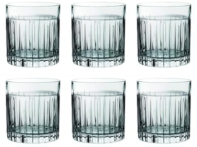 Set mit 6 Likörgläsern, ideal für Whisky, Schnaps, Amaro, 8,3 x 8,6 cm, aus Kristallglas, 90 cl, robust, mit linearem Schnitt