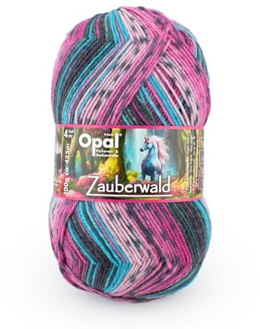 4-fädige Opal Pullover- u. Sockenwolle Zauberwald, 100g/425m, NS 2-3, 75% Schurwolle 25% Polyamid, pflegleicht 40°C, mulesingfrei, strapazierfähig und warm (11440 das magische Einhorn)