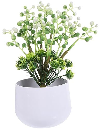 Generisch pflanzenständerKünstliche Pflanzen mit Topf, lebensechte kleine Bonsai, künstliche Früchte, künstliche Bonsai-Pflanzen, künstliche Beerenpflanze, Kunststoff-Akazienbohnen, Topfpflanze