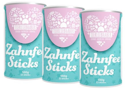 TIERLIEBHABER – Zahnfee Stick für Hunde – Zahnpflege Sticks reduzieren Zahnbelag & Mundgeruch – natürliche Dental Kaustangen mit Seealgenmehl, Minze, Anis (3X 350 g |3X 14 Sticks)